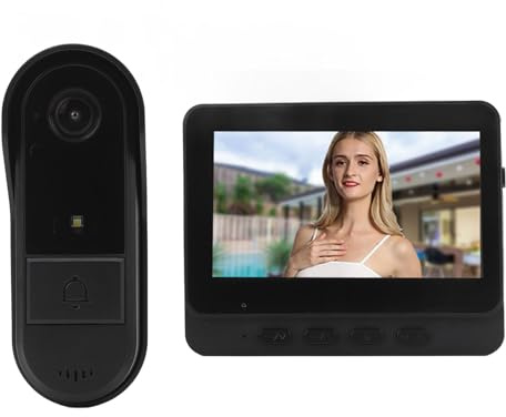 Plyisty Drahtlose Video-Gegensprechanlage, 1080P-Video-Türklingel-Türsprechanlage mit 4,3-Zoll-Display, 170°-Weitwinkel-Video-Türsprechanlage, HD-Kamera, Unterstützt Intercom-Nachtsicht