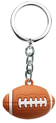 Porte-clés de ballon de sport, porte-clés de football, avec porte-clés, pendentif léger pour école, fête du football, vêtements, Rugby, Consulte la descripción