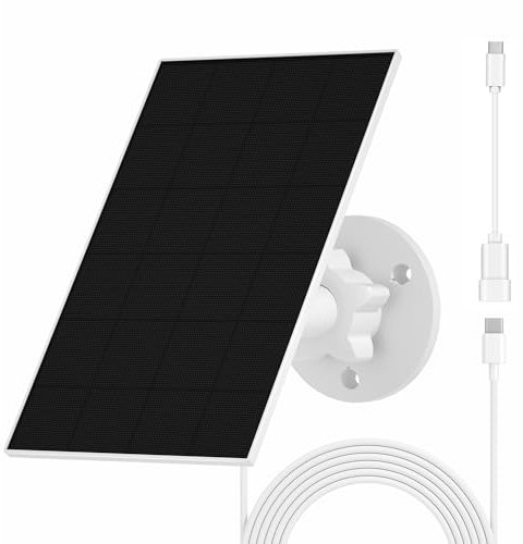 Panneau Solaire pour Caméra Eufy, Panneau Solaire 5V 2,5W Compatible avec Eufycam,2C/2C Pro, 2/2Pro, E20/E40, Solo, SoloCam Spotlight, Micro USB & Bouchon en Caoutchouc Inclus, Étanchéité IP65