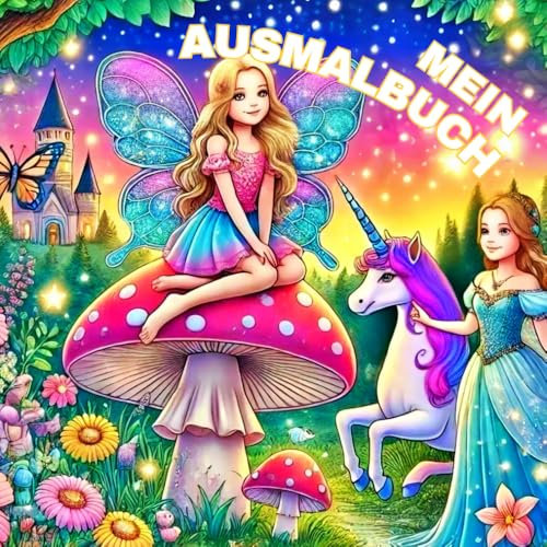 Mein Ausmalbuch: Malbuch für Kinder: Das perfekte Geschenk für Kinder, wunderschöne Motive, Einhorn, Prinzessin, Meerjungfreu, Drachen, Fee, Elfe, für ... als Geburtstagsgeschenk, Fantasy Ausmalbuch