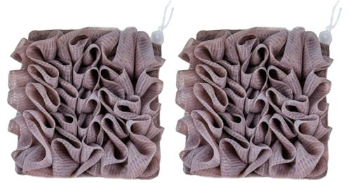 Fleurs de Douche, 2 en 1 éponge de Bain en Luffa et Mailles Fine, Gants Corps Carrés Exfoliant, avec Cordon de Serrage, pour Nettoyer et Lisser la Peau