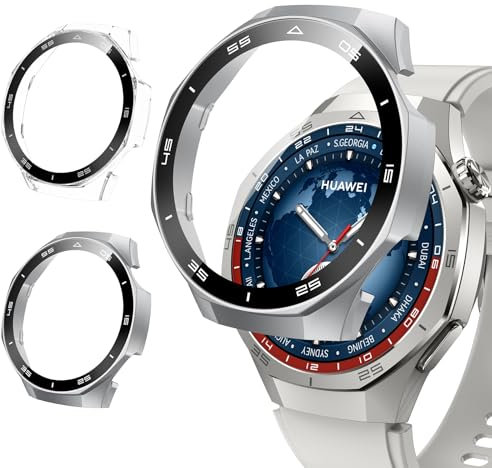 Neitra 2 Pièces Coque pour Huawei Watch GT 5 Pro 46mm Protection Écran, Dur PC Bumper Case avec Protecteur D'écran en Verre Trempé, Antichoc Etui de Protection Couverture Complète PC Cover