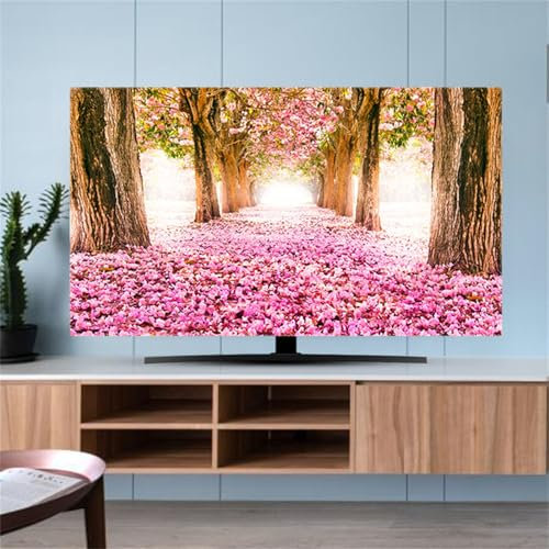 Hixingo Cubierta Antipolvo TV, Paisaje Cubierta Television Funda para Televisor Universal Elástico Cubierta de TV Protector TV Protector de Televisión (40-43inch,Flor Rosa)