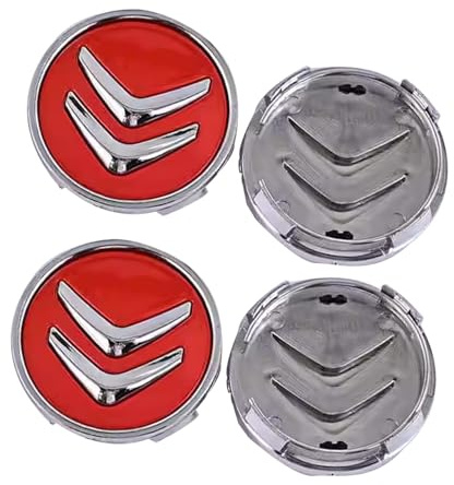 4 Pièces 60mm Cache Moyeu pour Citroen C5 Aircross 2017-2022, Cache Moyeu Seat avec Une Finition polie Les Cache moyeu Ont Une Surface Lisse et Brillante,Red