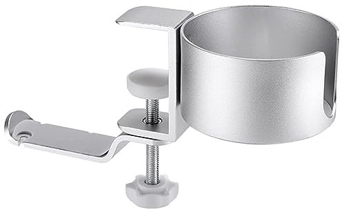 Mikikit Soporte Giratorio para Auriculares De Aluminio con Portavasos Ajustable para Escritorio Multifunción Montaje Clip para Gaming y Organización