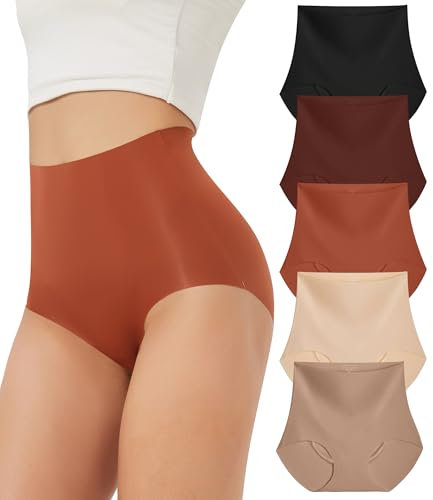 Bobelle Wear Mutande da Donna, Slip Senza Cuciture da Donna a Vita Alta, Biancheria Intima Senza Cuciture, Mutandine comode 5 Confezioni (S-XL) (IT, Testo, M, Regular, Regular, Multicolor02)