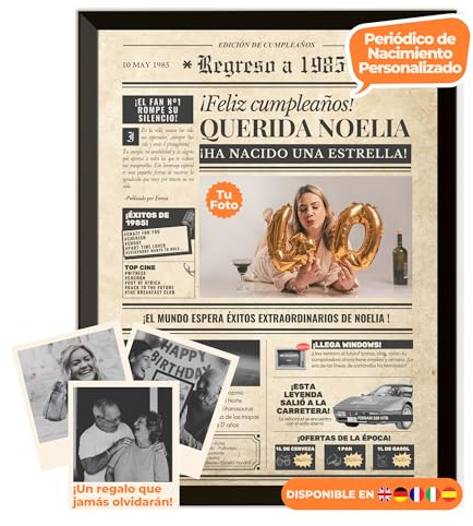 Geburtstagszeitung 1985 - personalisiert mit Foto, Namen und Widmung – originelles Geschenk zum 41. Geburtstag - optional mit Rahmen erhältlich - Vintage Poster im Zeitungsstil für Männer & Frauen
