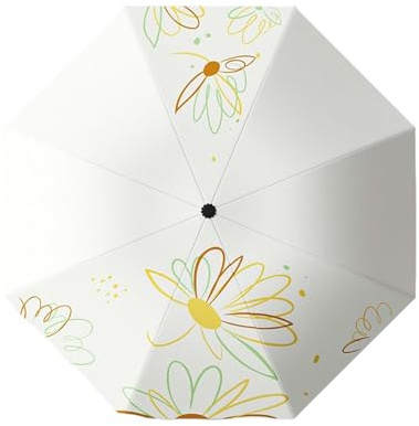 Gyios Regenschirm Sonnen- Und Regen Klappende Reise Sonnenschirm Anti-uv-Schutz Parasole Winddichtes Regenschirm-weiß