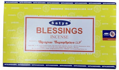Satya Blessings Räucherstäbchen, göttliches Aroma für Dankbarkeit und spirituellen Segen, 240 Stäbchen (12 x 20 Stück)