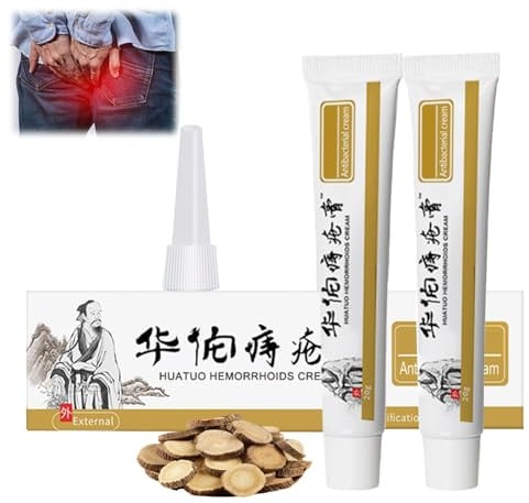 2pc Hämorrhoiden Salbe, Hämorrhoiden Creme, Hemorrhoid Cream, Effektive Linderung von Schmerzen, Juckreiz & Blutungen, Analfissuren und Analbeschwerden in und um den für die intensive Haut Pflege
