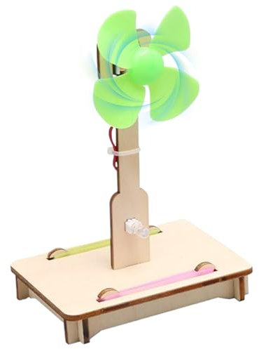 XJKLBYQ Windmill Generator & Proportion Kit, Wooden Wind Turbine Generator Kids Building Kit, DIY Energy Mini Teaching for Kids