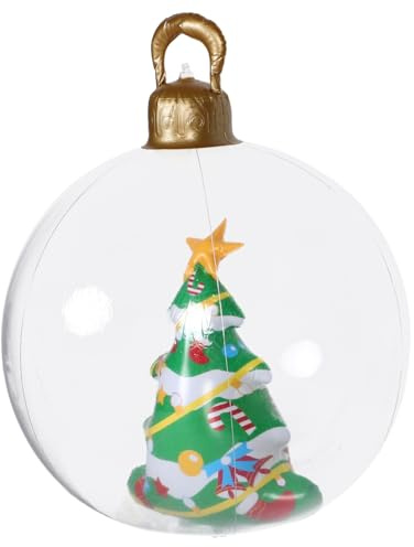 SOIMISS Palla di Natale Gonfiabile Grande Ornamento Trasparente con Albero di Natale Interno Decorazione Natalizia per Esterni Giardino Veranda Facile da Gonfiare e Riporre