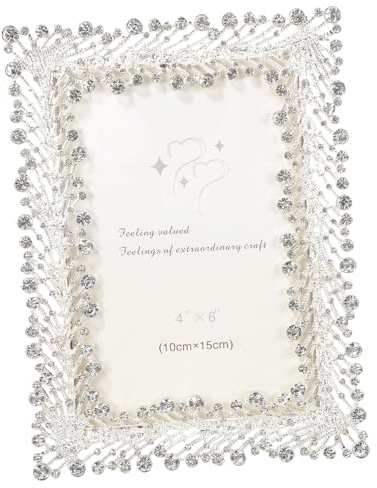 TOYANDONA Luxuriöser Metall Bilderrahmen mit Strass – Hochzeit Fotorahmen Desktop Bildhalter für Zuhause und Schlafzimmer Kreatives Geschenk