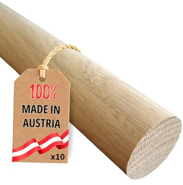 Gedotec Eiche Rundstab 16 x 1000 mm - 10 x Holzstangen Rundholz massiv | Rundstäbe Eiche geschliffen, astrfrei & unbehandelt, Rundhölzer zum Basteln und Modellbau, Holzstäbe rund Made in Austria