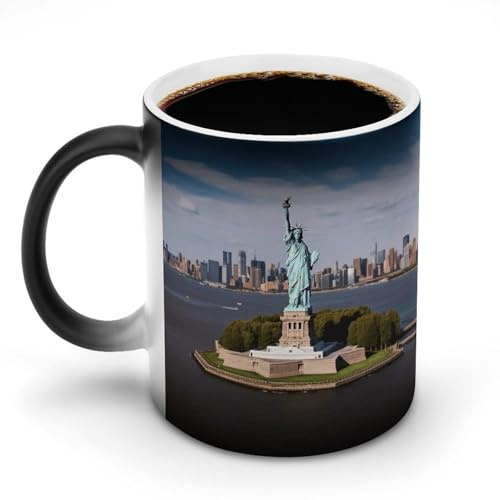 FekiLoot Statue of Liberty in NYC Magic Mug Personalized Color Changing Mugs Novelty Heat Sensitive Coffee Cup Funny Ceramic Discoloration Mug for Birthday,Graduation,Anniversary,Christmas Gift