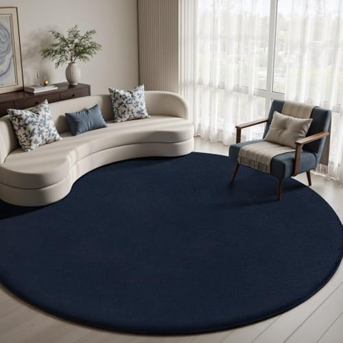 Treeboy Teppich Wohnzimmer 80 cm Rund Flauschig Weicher Kurzflor Teppiche | Moderner Wohnzimmerteppich auch für Schlafzimmer & Kinderzimmer, Carpet mit Anti-Rutsch & Waschbar - Teppiche Gegend Rug