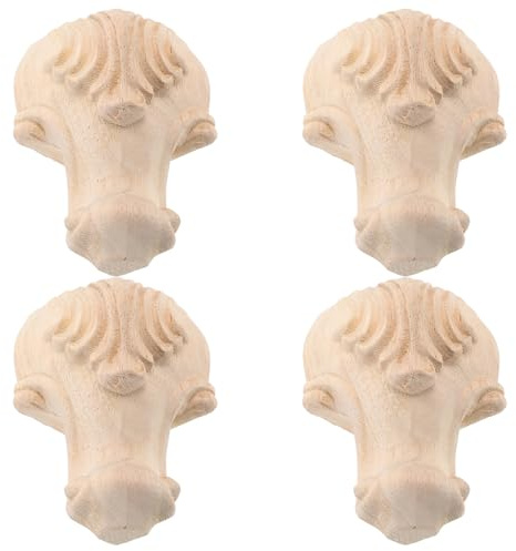 HEATSHAKING Pieds de Meubles Style Européen Vintage en Bois Sculpté 4 Pcs Stables et Silencieux pour Canapé et Chaise pour Maison ou Bureau