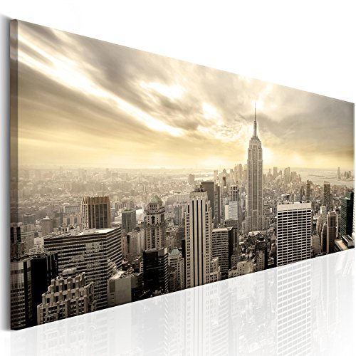 B&D XXL - Wandbilder XXL New York 150x50 cm 1 tlg - Wand Deko Vlies Leinwand Bilder Groß Wanddeko Wohnzimmer Schlafzimmer Kunstdrucke Panoramabild - NY City Stadt Architektur d-B-0081-b-b