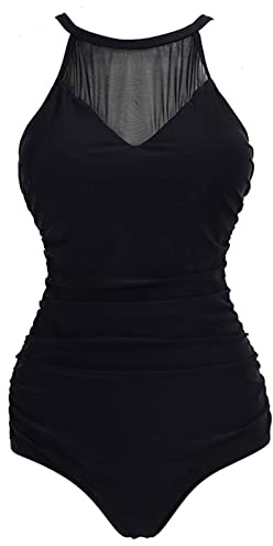 Viloree Maillots de Bain 1 Pièce Femme Amincissant Bikini Grande Taille Monokini Push up Noir 2 L