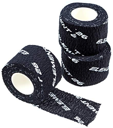 Element 26 Athletic Gewichtheber-Tape – Premium Daumen- und Finger-Tape schwarzes Haken-Griffband klebriges dehnbares Klebeband mit schweißresistentem Kleber (3 Rollen 3,8 cm Breite, schwarz)