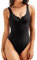 SHEKINI Maillot de Bain Femme 1 Pièce Col Bas Réglables Glissière Large Bretelles Beachwear Halter U Amincissante Monokini Plage Swimsuit(XL, Noir)