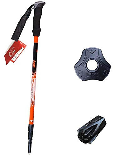 Wanderstöcke Trekkingstöcke Carbon Nordic Walking Stöcke Teleskopwanderstöcke Für Damen Und Herren Höhenverstellbar Korkgriff Zum Wandern Walking, Black orange