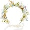 Brikuinr Floral Crown Wreath Pearl Flower Headband Hair Wreath Hair Garland Flower Halo Floral Headpiece with Ribbon Wedding Party Festival Green