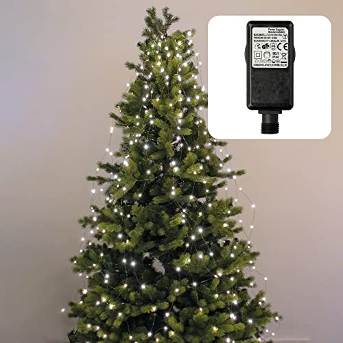 Hellum LED Christbaumbeleuchtung mit Ring, LED Weihnachtsbaumbeleuchtung Außen,Tauperlen Lichterkette Außen Weihnachten, 12 Stränge als 1,1x2m Lichtvorhang oder 2m Weihnachtsbaumdeko verwendbar 577815
