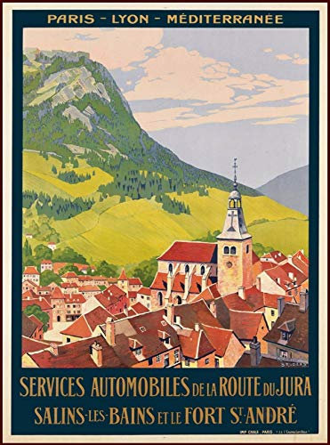 ABLERTRADE Aabletrade Salins-Les-Bai ns Jura France Französisches Vintage-Reise-Poster, Blechschild, Werbung, 20,3 x 30,5 cm
