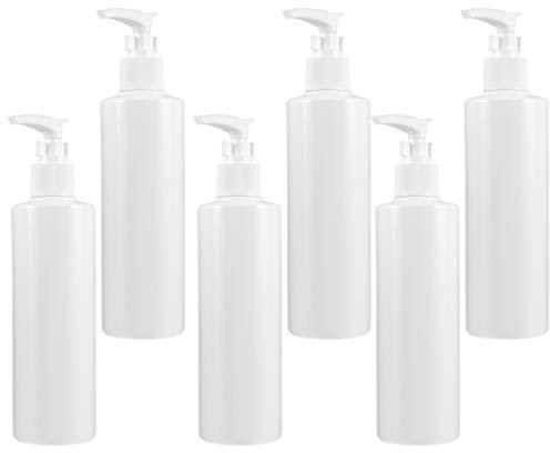 TOPBATHY 6PCS 250ML Empty Soap Pump Bottle Dispenser Refillable Lotion Bottle Plastic Subpackaging Bottle for Hand Wash Sanitizer Emulsion (White)
