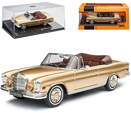 Mercedes-B S-Klasse W111 280SE 3.5 Cabrio Gold Beige 1959-1968 1/43 Ixo Modell Auto mit individiuellem Wunschkennzeichen