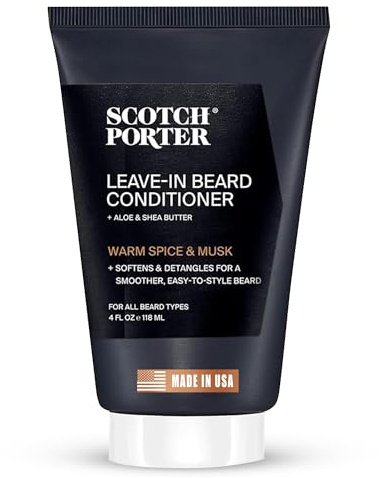 Scotch Porter Restorative Leave-In Beard Conditioner – Deep Conditioning Softener with Lightweight Feel, Reduces Frizz & Provides Long-lasting Hydration & Shine to Dull, Dry, Coarse Beards – 4 oz.
