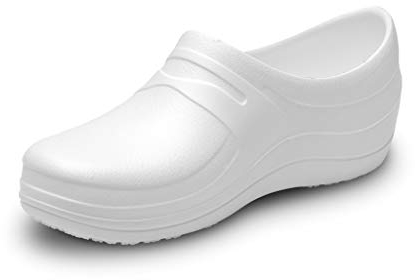 FELIZ CAMINAR - Zapatos Sanitarios Nebula/con Correa Antideslizantes y Cómodos/Anatómicos/Cocina, Sanidad, Hostelería (Blanco 38)