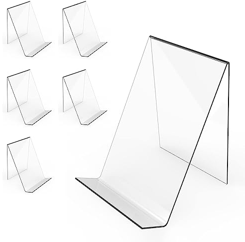 Boloyo Acryl Buchaufsteller Without Ledge , Acryl Transparent Display Staffelei Buchständer, Buch Halterung für Displaying (Groß,5 Stück)