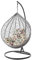 Kideo® Komplettset: großer Hängesessel mit Gestell & Kissen, Lounge Möbel, Poly-Rattan, XXL, grau (Kissen: Elfenbein Gemustert Nest (0056 Ivory Birds))