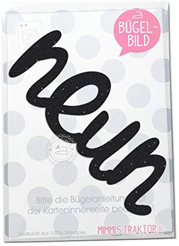 GLITZER Bügelbild Geburtstag! Schriftzug Aufbügler Applikationen Bügelsticker für Stoffe Textilien Kinder zum Aufbügeln Flicken, Farbe:Glitzer schwarz, Zahl:9