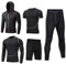 HZQIFEI Herren 5 Stücke Sport Anzug Schnell Trocken Joggen Kleidung Strumpfhosen Laufanzüge Kompression Shirt Gym Training Lauf Trainingsanzüge (Stil#3, XL)