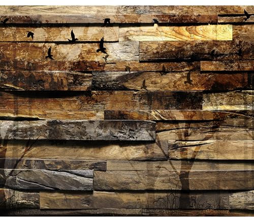 decomonkey Fototapete Holz 450x315 cm XXL Design Tapete Fototapeten Vlies Tapeten Vliestapete Wandtapete moderne Wand Schlafzimmer Wohnzimmer Holzoptik Baum Natur