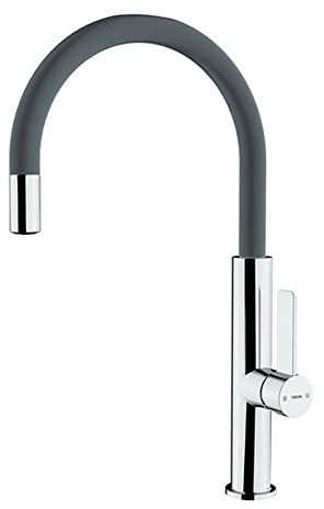 Teka | Grifo de cocina monomando con caño giratorio y aireador anti-calcáreo | FOT 995 | Gris | 42 x 22 cm