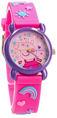 Vadobag Pret Montre analogique - Peppa Pig - Rose - Violet - pour Enfant - Ecole - Maternelle - Garderie - Vacances - Fille, Sangle, Sangle