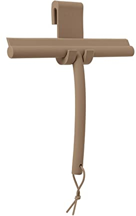 blomus Duschabzieher -VIPO- Duschwischer mit Halterung 24 cm breit Abzieher aus Silikon für Dusche, Badezimmer Fensterabzieher Scheibenabzieher (Tan)