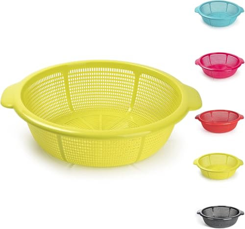 Plastic Colander Food Sieve Strainer Basket for Food Washing Draining Pasta Spaghetti Rice Salad Vegetable Kitchen Cooking Hobby (31cm - Green)