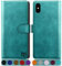 SUANPOT [RFID Schutz für iPhone XS Max 6,5-Zoll Hülle PU Leder Handyhülle Lederhülle Klapphülle Kartenfach Flip Cover für Apple XS Max Handy hülle Leather Wallet Phone Case Blau Grün