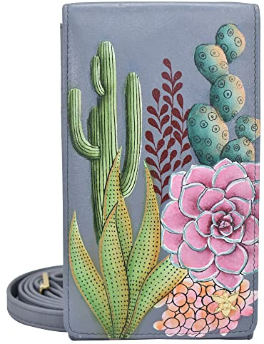Anuschka Handbemalte Crossbody Smartphone Tasche mit RFID Schutz - Desert Garden