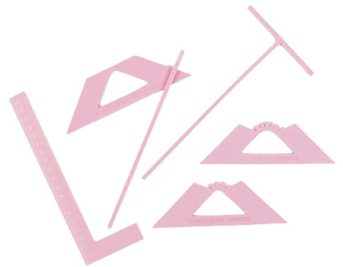 Craftelier - Set mit Bindungslinealen und Quadraten | Grundlegende Werkzeuge für Scrapbooking-, Bastel- und Buchbindeprojekte | EnthältL-Lineal, T-Lineal und Quadrate | Farbe Rosa