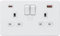 Knightsbridge 13A 2G DP Switched Socket with Dual USB A+C [45W FASTCHARGE] - Matt White