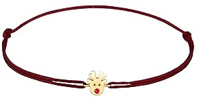 Elli Armband Damen Rentier Anhänger Weihnachten mit Nylon Rot in 925 Sterling Silber vergoldet