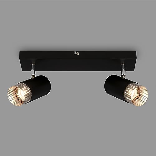 BRILONER - Lámpara de techo, Lámpara de techo, Lámpara, Rejilla para lámpara, Giratoria, Lámpara de salón, Lámpara de dormitorio, Lámpara de cocina, Negro-Cromo-Mate