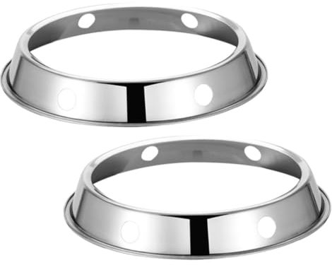 BESTonZON 2pcs Universal Wok Support Stand- Stainless Steel Wok Rack for Gas and Induction Cooktops, Round Bottom Pot Holder, Heat-Insulation Stand for Fry Pans, Ideal for Kitchen Use