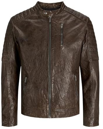 JACK & JONES Jjerichard Noos-Chaqueta de Piel Cuero, Color marrón, S para Hombre